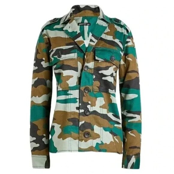 J.Crew Mercantile Camo Utility Shacket Green Brown Size Small - Picture 2 of 16
